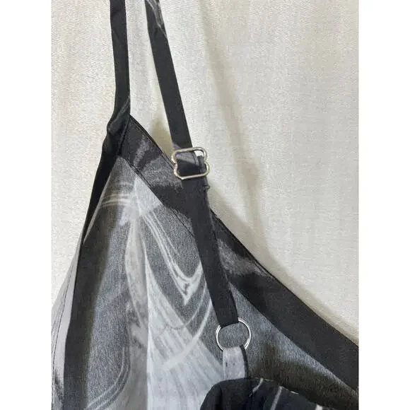 Athleta Tank Top 3X Gray Abstract Print NEW Adjustable Satin Calm Cool Cami - Picture 5 of 9